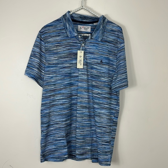 Original Penguin Blue Collared Short Sleeve Short Large NWT - Picture 1 of 7
